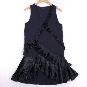 Gap Black Sleeveless Shift Dress‎ Ruffle Trim Asymmetrical Size 6 Cocktail Party